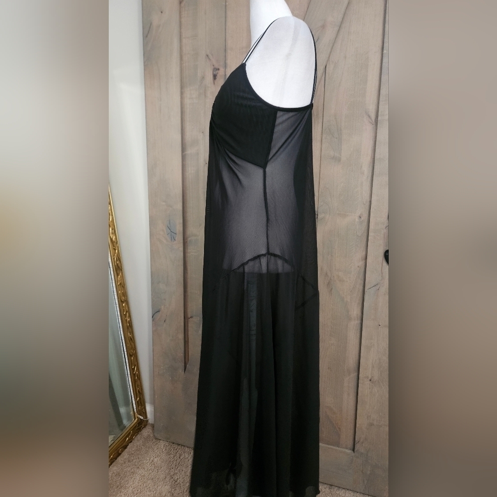 ZARA Tulle Mesh Asymmetrical Slip Dress In Black. Size Medium - Picture 15 of 16